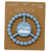 Wholesale - 1pc Silicone Peace Teether - Baby Blue "Vroom Vroom" Convertible Car C/P 100, UPC: 195010138987